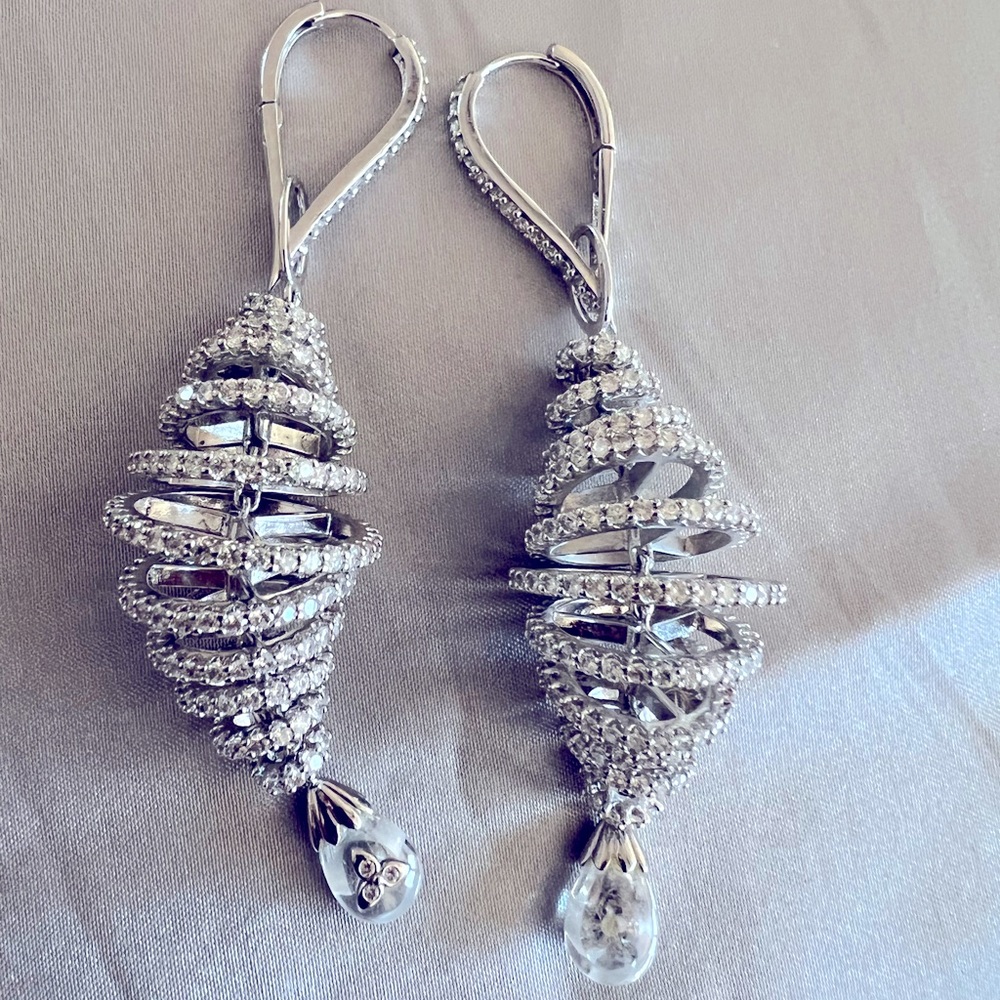 Statement Sterling Silver Spiral Danglers 2 in 1